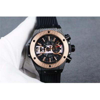 Replica Classic Fusion  Japan  Quartz  chronograph Movement Mens Watch Skeleton Dial  Rubber  Strap  G29