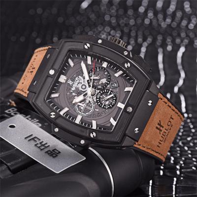 Replica Big Bang Japan Quartz  chronograph Movement   Mens Watch Skeleton Dial Leather Strap G32