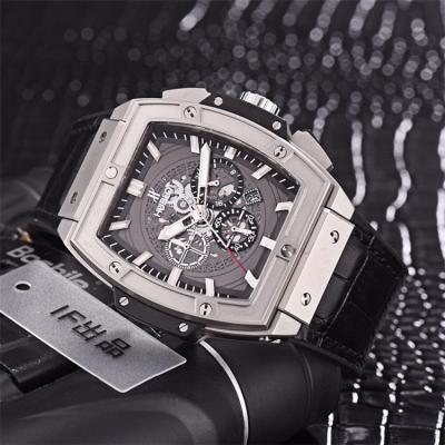 Replica Big Bang Japan Quartz  chronograph Movement   Mens Watch Skeleton Dial Leather Strap G32