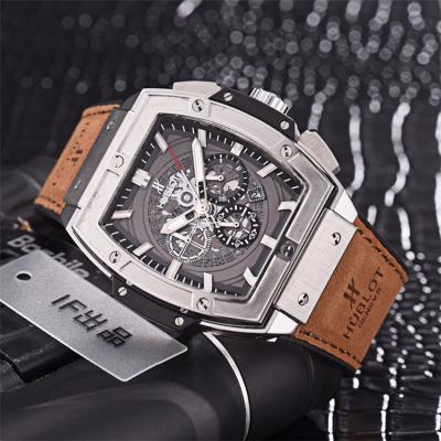 Replica Big Bang Japan Quartz  chronograph Movement   Mens Watch Skeleton Dial Leather Strap G32