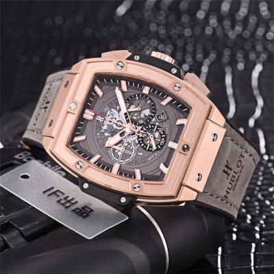 Replica Big Bang Japan Quartz  chronograph Movement   Mens Watch Skeleton Dial Leather Strap G32