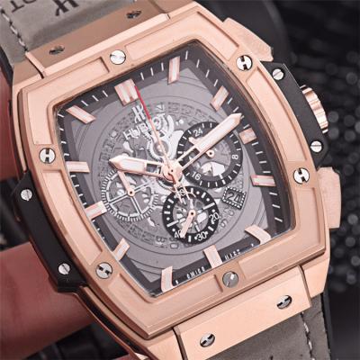 Replica Big Bang Japan Quartz  chronograph Movement   Mens Watch Skeleton Dial Leather Strap G32