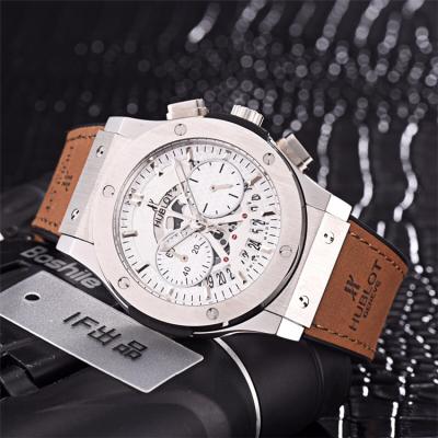 Replica Classic Fusion  Japan Quartz  chronograph  Movement   Mens Watch Skeleton Dial  Leather Strap B  G38