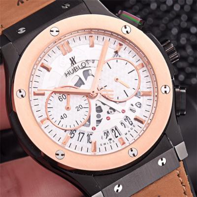 Replica Classic Fusion  Japan Quartz  chronograph  Movement   Mens Watch Skeleton Dial  Leather Strap B  G38