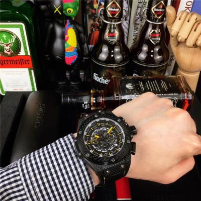 Replica Big Bang Japan VK Quartz  chronograph Movement  Mens Watch Black  Dial  Leather Strap  G40