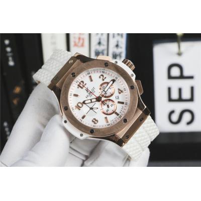 Replica Big Bang Japan VK Quartz  chronograph Movement  Mens Watch White  Dial Rubber Strap  G46