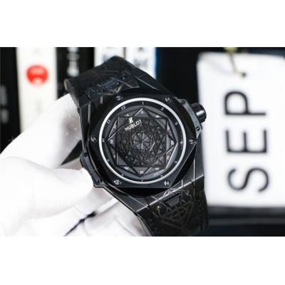 Replica Big Bang A21J  Automatic  Movement  Mens Watch   Skeleton Dial  Leather Strap  G47