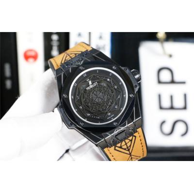 Replica Big Bang A21J  Automatic  Movement  Mens Watch   Skeleton Dial  Leather Strap  G47