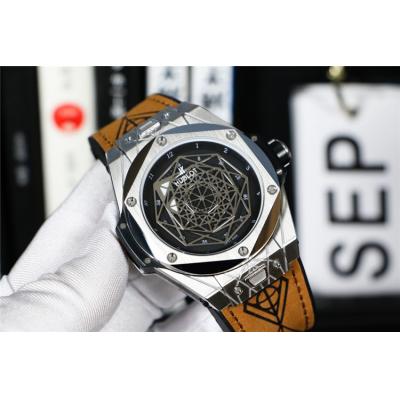 Replica Big Bang A21J  Automatic  Movement  Mens Watch   Skeleton Dial  Leather Strap  G47