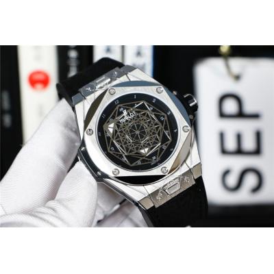 Replica Big Bang A21J  Automatic  Movement  Mens Watch   Skeleton Dial  Leather Strap  G47