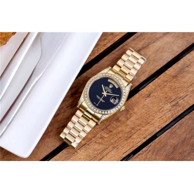 Replica Day-Date A2813 Automatic Movement Mens Watch Black Dial Yellow Gold E03