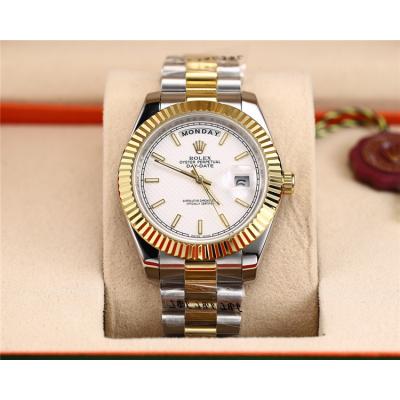 Replica Day-Date  A8285 Automatic Movement Mens Watch White Dial Two Tone Yellow Gold B E07