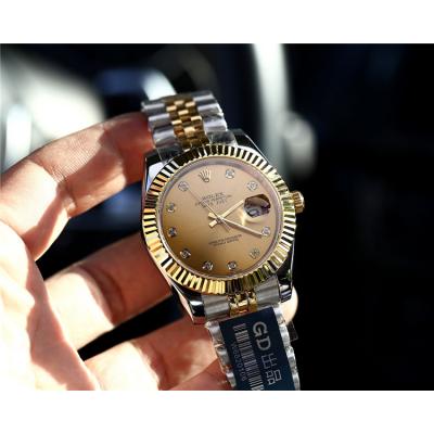 Replica Datejust Japan Miyota 8215 Automatic Movement Mens Watch Gold Dial Two Tone Yellow Gold B E09