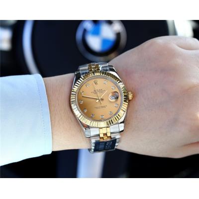 Replica Datejust Japan Miyota 8215 Automatic Movement Mens Watch Gold Dial Two Tone Yellow Gold B E09