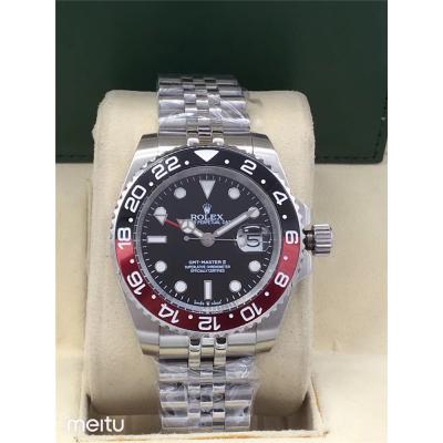 Replica  GMT-Master II  A2813 Automatic Movement Mens Watch Black Dial Jubilee Bracelet SS E10