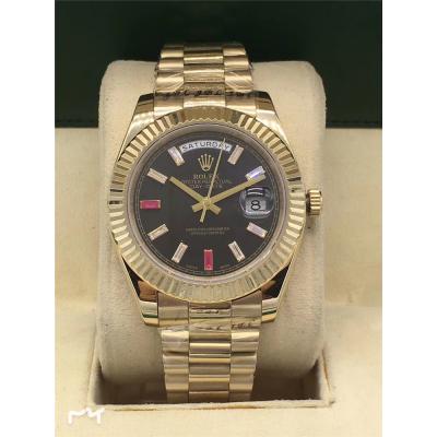 Replica Day-Date A2813 Automatic Movement Mens Watch  Black Dial Oyster Bracelet Rose Gold E11