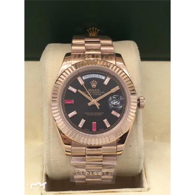 Replica Day-Date A2813 Automatic Movement Mens Watch  Black Dial Oyster Bracelet Rose Gold E11