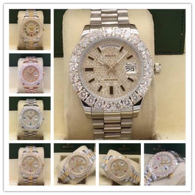 Replica Day-Date A2813 Automatic Movement Mens Watch Full Diamonds Dial Oyster Bracelet SS E16