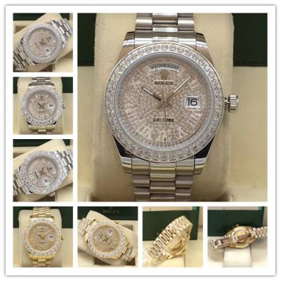 Replica Day-Date A2813 Automatic Movement Mens Watch Full Diamonds Dial Oyster Bracelet SS E17