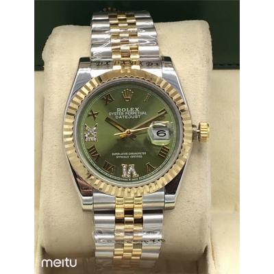 Replica Datejust A2813 Automatic Movement Mens/Womens Watch Green Dial Jubilee Bracelet Two Tone Yellow Gold E18