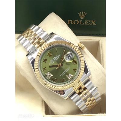 Replica Datejust A2813 Automatic Movement Mens/Womens Watch Green Dial Jubilee Bracelet Two Tone Yellow Gold E18