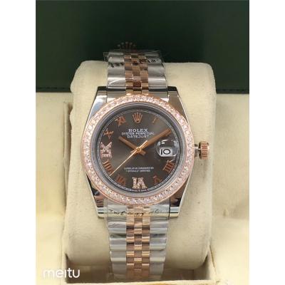 Replica Datejust A2813 Automatic Movement Mens/Womens Watch Gray Dial Jubilee Bracelet Two Tone Rose Gold E19