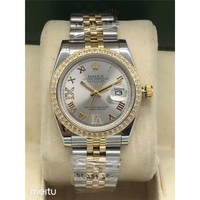 Replica Datejust A2813 Automatic Movement Mens/Womens Watch Gray Dial Jubilee Bracelet Two Tone Rose Gold E19