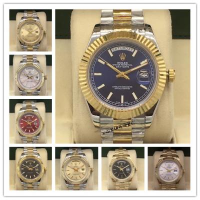 Replica Day-Date A2813 Automatic Movement Mens Watch Blue Dial Oyster Bracelet Two Tone Yellow Gold A E21