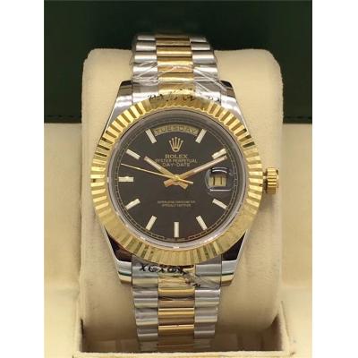 Replica Day-Date A2813 Automatic Movement Mens Watch Blue Dial Oyster Bracelet Two Tone Yellow Gold A E21