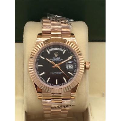 Replica Day-Date A2813 Automatic Movement Mens Watch Green Dial Oyster Bracelet Rose Gold B E21