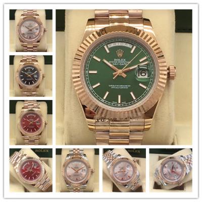 Replica Day-Date A2813 Automatic Movement Mens Watch Green Dial Oyster Bracelet Rose Gold B E21