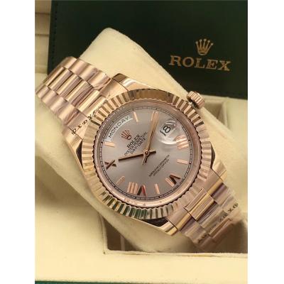 Replica Day-Date A2813 Automatic Movement Mens Watch Green Dial Oyster Bracelet Rose Gold B E21