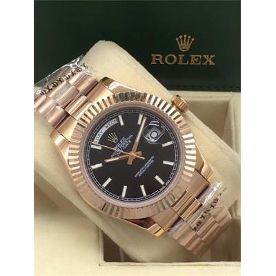 Replica Day-Date A2813 Automatic Movement Mens Watch Green Dial Oyster Bracelet Rose Gold B E21