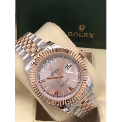 Replica Day-Date A2813 Automatic Movement Mens Watch Green Dial Oyster Bracelet Rose Gold B E21