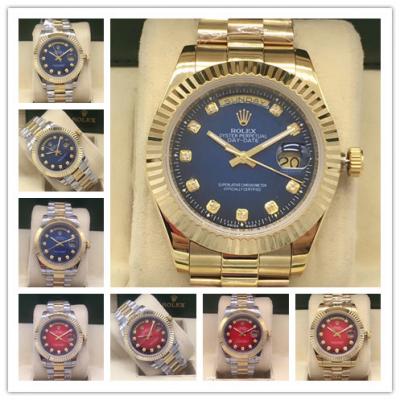 Replica  Day-Date  A2813 Automatic Movement Mens Watch Blue Dial Oyster Bracelet Yellow Gold E24