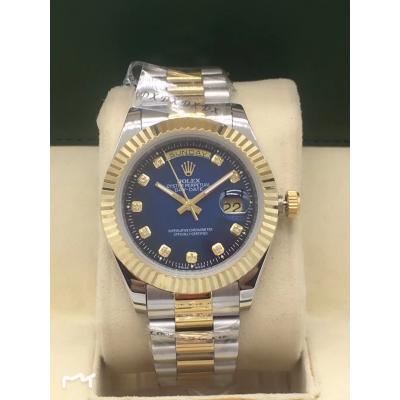 Replica  Day-Date  A2813 Automatic Movement Mens Watch Blue Dial Oyster Bracelet Yellow Gold E24