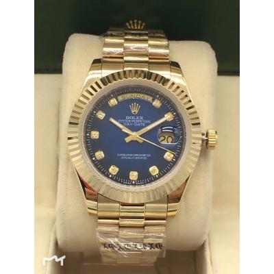 Replica  Day-Date  A2813 Automatic Movement Mens Watch Blue Dial Oyster Bracelet Yellow Gold E24