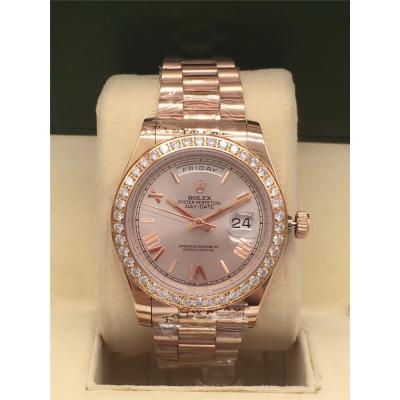 Replica  Day-Date  A2813 Automatic Movement Mens Watch White Dial  Oyster Bracelet Rose Gold E25