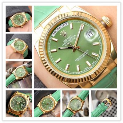 Replica  Day-Date A2813 Automatic Movement Mens Watch Green Dial  Leather Strap E31