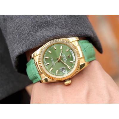 Replica  Day-Date A2813 Automatic Movement Mens Watch Green Dial  Leather Strap E31