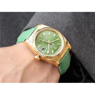 Replica  Day-Date A2813 Automatic Movement Mens Watch Green Dial  Leather Strap E31