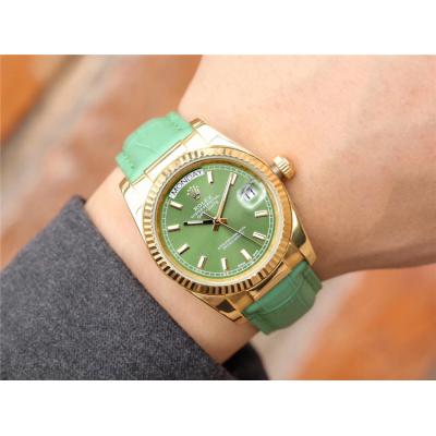 Replica  Day-Date A2813 Automatic Movement Mens Watch Green Dial  Leather Strap E31