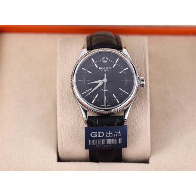 Replica Cellini Japan Miyota 8215 Automatic Movement Mens Watch Black Dial Leather Strap A E41