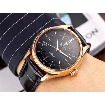 Replica Cellini Japan Miyota 8215 Automatic Movement Mens Watch Black Dial Leather Strap A E44