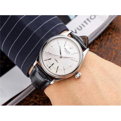 Replica Cellini Japan Miyota 8215 Automatic Movement Mens Watch White  Dial Leather Strap B E44