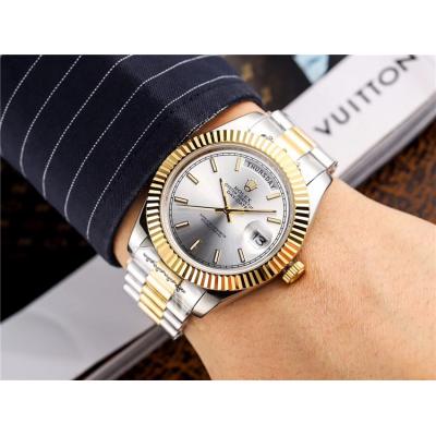 Replica  Day-Date  Miyota 8285 Automatic Movement Mens Watch White  Dial Oyster Bracelet Two Tone Yellow Gold A E45