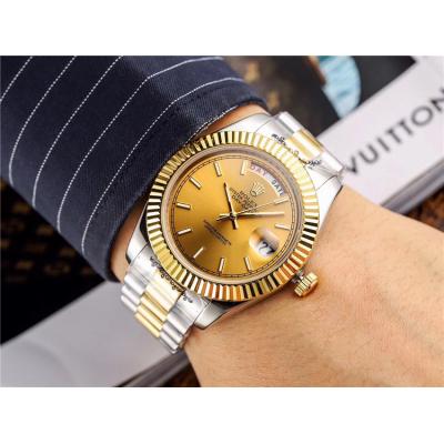 Replica  Day-Date  Miyota 8285 Automatic Movement Mens Watch White  Dial Oyster Bracelet Two Tone Yellow Gold A E45