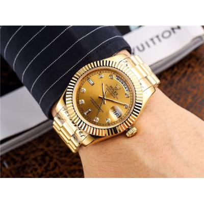 Replica  Day-Date  Miyota 8285 Automatic Movement Mens Watch White  Dial Oyster Bracelet Two Tone Yellow Gold A E45