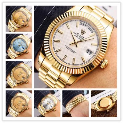 Replica  Day-Date  Miyota 8285 Automatic Movement Mens Watch  White  Dial Oyster Bracelet Yellow Gold B E45