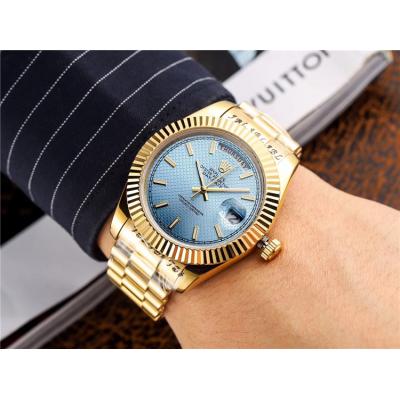 Replica  Day-Date  Miyota 8285 Automatic Movement Mens Watch  White  Dial Oyster Bracelet Yellow Gold B E45